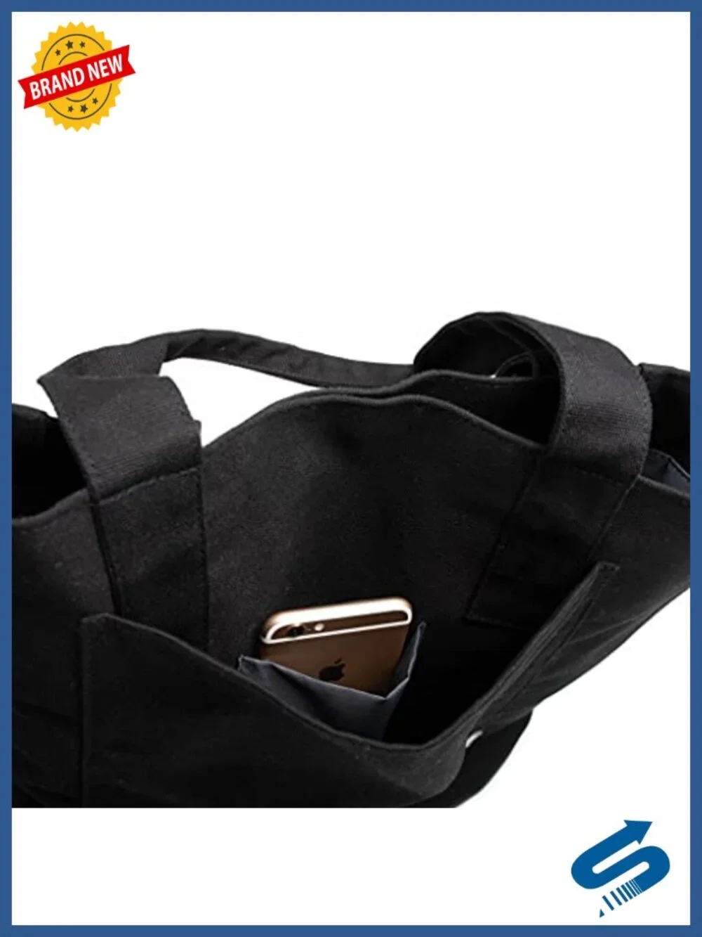 Organic Cotton Tote Bag with Laptop Sleeve, Water Bottle Pocket, Adjustable